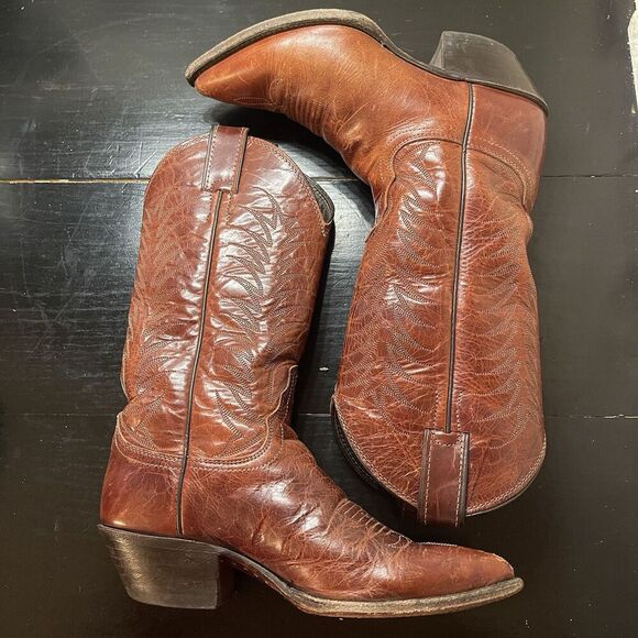 Justin Boots Women’s Size 6.5 B Western Cowgirl Brown Leather Pointed Toe L4606 - Picture 4 of 9